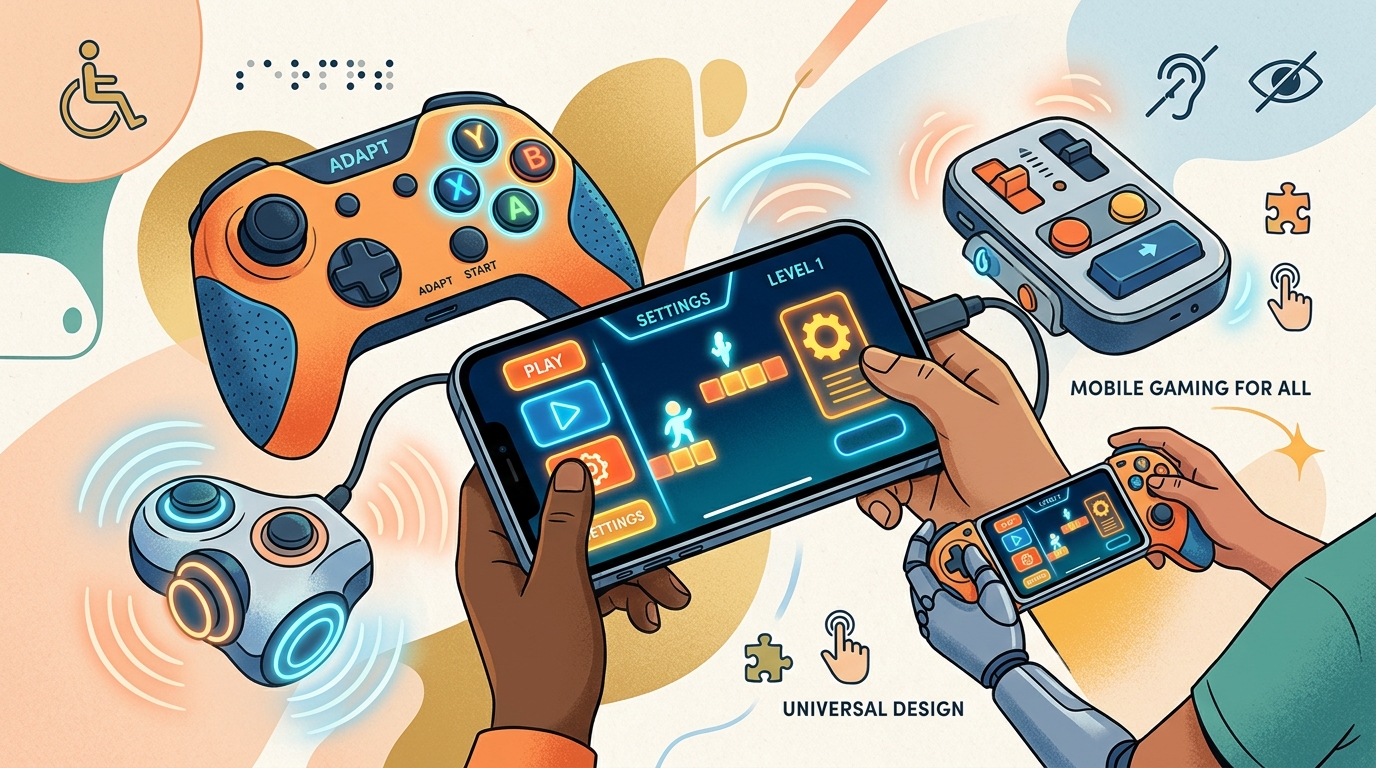 Adaptive accessible gaming controllers and mobile interface