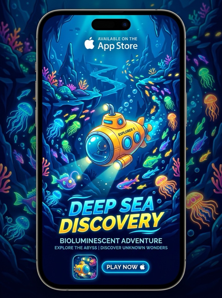 Deep Sea Trench submarine game built with Ludigram AI prompts